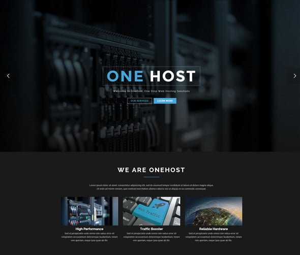 onepage hosting template for wordpress