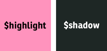 New $highlight and $shadow colors.