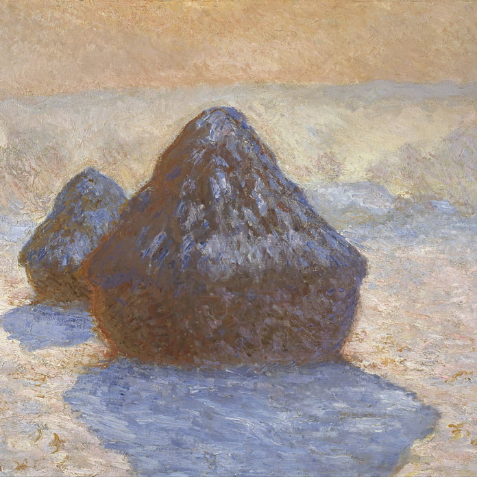 Claude Monet, Haystacks: Snow Effect (1891). Scottish National Gallery; public domain image.